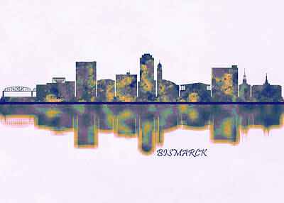 City Scenes Mixed Media - Bismarck Skyline by NextWay Art