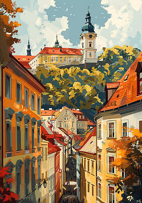Mixed Media Royalty Free Images - Bratislava Poster Royalty-Free Image by Stephen Smith Galleries