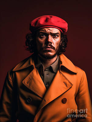 Surrealism Royalty Free Images - Che  Guevara  shocked  curious  Surreal  Cinematic  by Asar Studios Royalty-Free Image by Celestial Images
