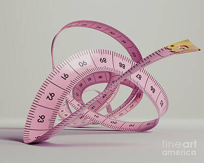 Surrealism Digital Art Rights Managed Images - Curled Up Measuring Tape Royalty-Free Image by Allan Swart