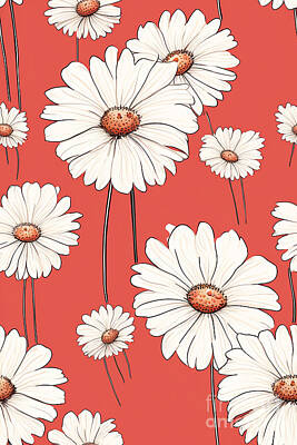 Royalty-Free and Rights-Managed Images - Daisindra - Summer flowers in white and red  by Sabantha