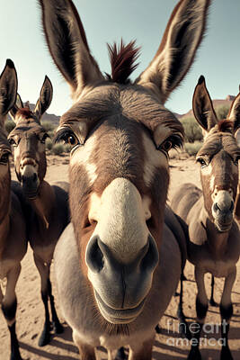 Mammals Digital Art - Donkey selfie by Sabantha