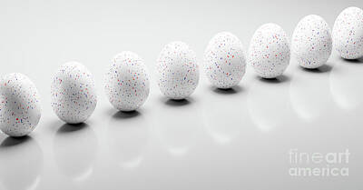A White Christmas Cityscape - Easter eggs with colorful spotted pattern. Elegant decoration by Michal Bednarek