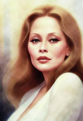 Celebrities Painting Royalty Free Images - Faye Dunaway, Actress Royalty-Free Image by Sarah Kirk