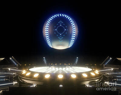 Baseball Digital Art - Futuristic Baseball Ball And Stage by Allan Swart