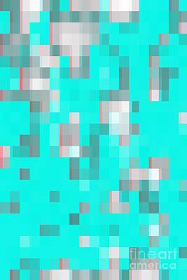 Gary Grayson Pop Art - Geometric Pixel Square Pattern Abstract Background In Blue by Tim LA