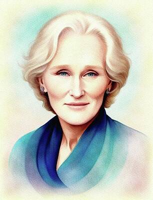 Celebrities Painting Royalty Free Images - Glenn Close, Actress Royalty-Free Image by Sarah Kirk
