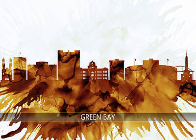 Abstract Landscape Mixed Media - Green Bay Wisconsin Skyline by NextWay Art