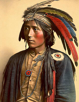 Landmarks Digital Art - Handsome  young  native  American  Indian  Real  Phot  by Asar Studios by Celestial Images