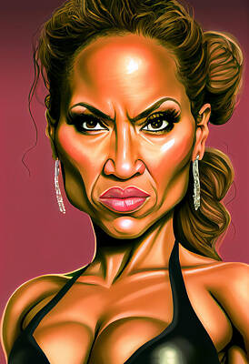 Royalty-Free and Rights-Managed Images - Jennifer Lopez Caricature by Stephen Smith Galleries