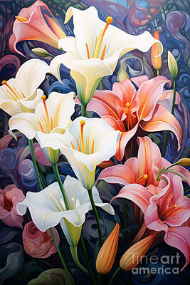 Lilies Digital Art - Lilenda - Bouquet of lilies by Sabantha
