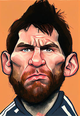 Football Mixed Media - Lionel Messi Caricature by Stephen Smith Galleries