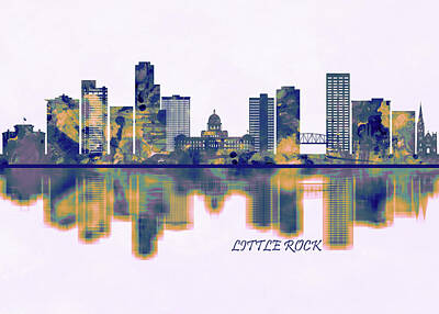 City Scenes Mixed Media - Little Rock Skyline by NextWay Art