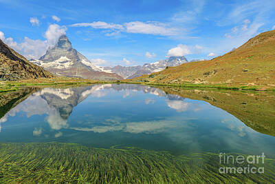 Nfl Team Signs - Matterhorn on Riffelsee Lake by Benny Marty