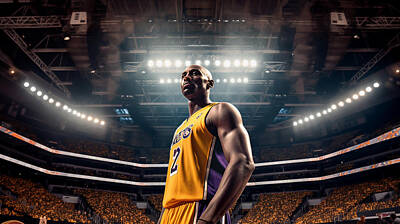 Athletes Royalty-Free and Rights-Managed Images - Maximalist  famous  sports  athletes  Kobe  Bryant   by Asar Studios by Celestial Images