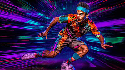 Athletes Royalty-Free and Rights-Managed Images - Maximalist  famous  sports  athletes    neymar  jr  by Asar Studios by Celestial Images