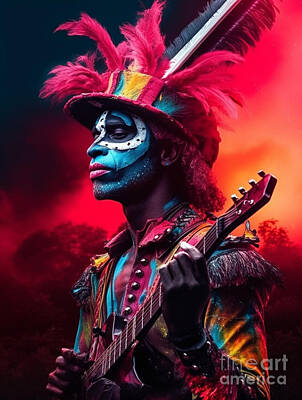 Musician Royalty-Free and Rights-Managed Images - Musician  Warrior  from  Chimbu  Tribe  Papua  New  by Asar Studios by Celestial Images