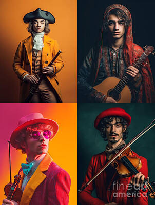 Musician Paintings - Musician  Youth  from  Armenia  extremely  handsome   by Asar Studios by Celestial Images