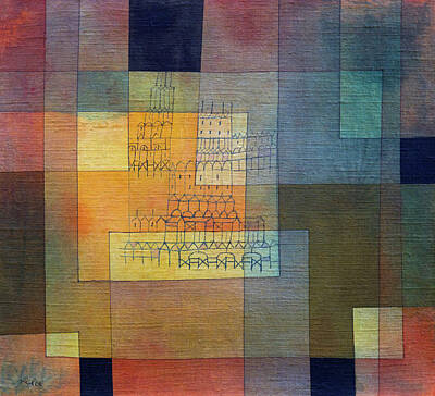 Surrealism Painting Royalty Free Images - Polyphonic Architecture Royalty-Free Image by Paul Klee