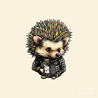 Rock And Roll Digital Art - Punk Hedgehog by Amir Faysal
