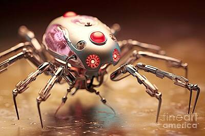 Science Fiction Digital Art - sci fi Nanorobot close up inside body by Benny Marty