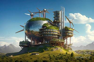 Steampunk Royalty Free Images - Steampunk Bioenergy Power Plant Royalty-Free Image by Benny Marty