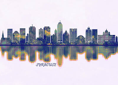 Skylines Mixed Media - Syracuse USA Skyline by NextWay Art