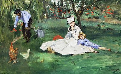 Impressionism Paintings - The Monet Family by Edouard Manet by Mango Art