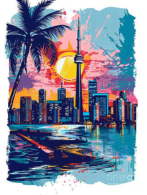Skylines Paintings - Toronto by Tommy Mcdaniel