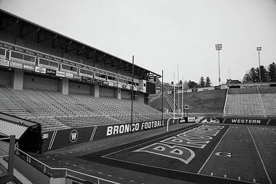 Olympic Sports Rights Managed Images - Waldo Stadium at Western Michigan University in black and white Royalty-Free Image by Eldon McGraw