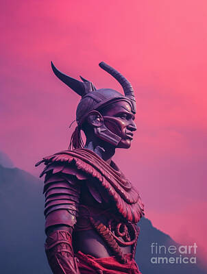 Royalty-Free and Rights-Managed Images - Warrior  from  Mudmen  of  Asaro  Papua  New  Guinea   by Asar Studios by Celestial Images