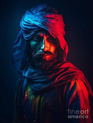 Surrealism Royalty-Free and Rights-Managed Images - Warrior  from  Pashtun  Tribe    Surreal  Cinematic by Asar Studios by Celestial Images