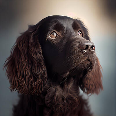 Landmarks Mixed Media Royalty Free Images - American Water Spaniel Portrait Royalty-Free Image by Stephen Smith Galleries