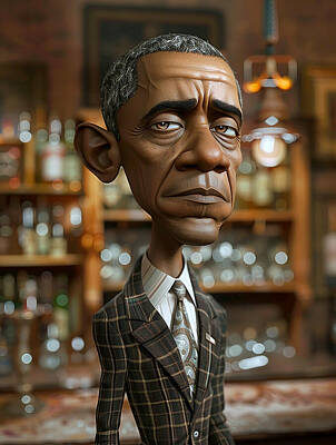 Politicians Royalty Free Images - Barack Obama Caricature Royalty-Free Image by Stephen Smith Galleries