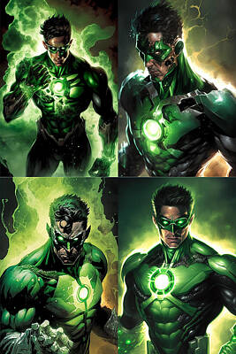 Comics Mixed Media - Green Lantern by Tim Hill