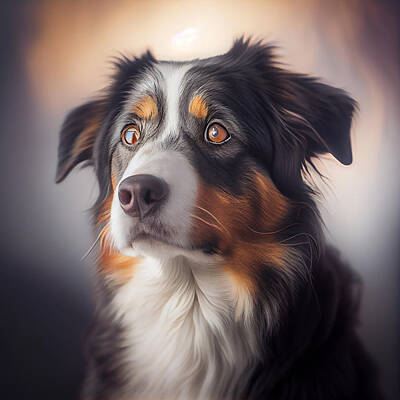 Landmarks Mixed Media Royalty Free Images - American Shepherd Dog Portrait Royalty-Free Image by Stephen Smith Galleries