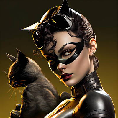 Comics Mixed Media - Catwoman by Tim Hill