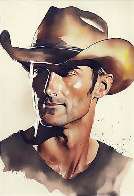 Landmarks Mixed Media Royalty Free Images - Tim McGraw Watercolour Royalty-Free Image by Tim Hill