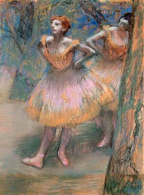 Watercolor Dragonflies - Two Dancers by Edgar Degas