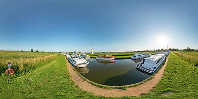 Vermeer Rights Managed Images - 360 panorama captured at Thurne Dyke, Norfolk Broads Royalty-Free Image by Chris Yaxley
