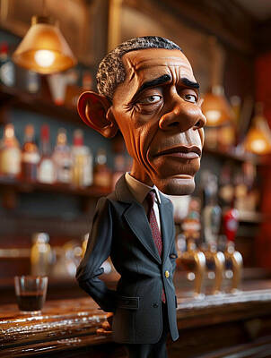 Politicians Royalty Free Images - Barack Obama Caricature Royalty-Free Image by Stephen Smith Galleries