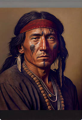 Landmarks Digital Art - native  American  Indian  masterful  photoreal  acry   by Asar Studios by Celestial Images