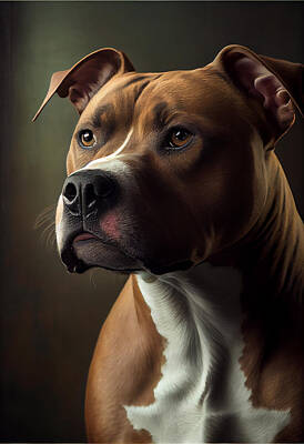 Landmarks Mixed Media Royalty Free Images - American Staffordshire Terrier Portrait Royalty-Free Image by Stephen Smith Galleries