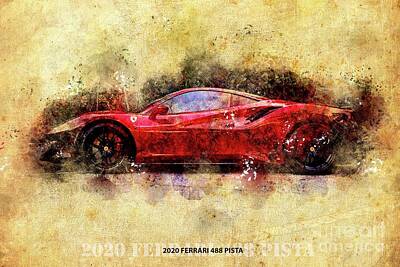 The Stinking Rose - 2020 Ferrari 488 Pista Original Artwork by Drawspots Illustrations