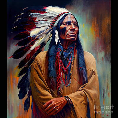 Landmarks Royalty Free Images - American  Indian  Chief  Quanah  by Asar Studios Royalty-Free Image by Celestial Images