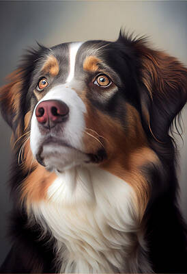 Landmarks Mixed Media - American Shepherd Dog Portrait by Stephen Smith Galleries