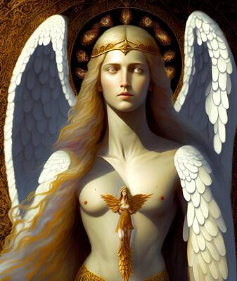 Surrealism Digital Art Rights Managed Images - Archangel Gabriel - Angel of Beauty and Harmony, Generative AI I Royalty-Free Image by Miroslav Nemecek