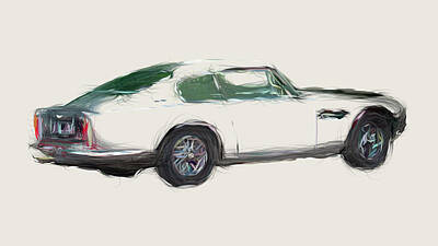 Global Design Abstract And Impressionist Watercolor Rights Managed Images - Aston Martin DB6 Drawing Royalty-Free Image by CarsToon Concept