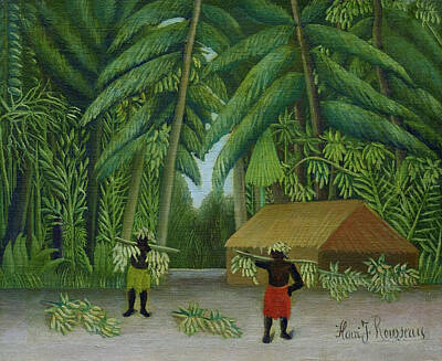 Food And Beverage Royalty-Free and Rights-Managed Images - Banana Harvest by Henri Rousseau by Mango Art