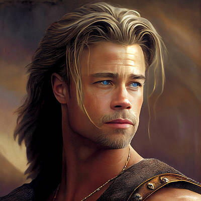 Celebrities Mixed Media - Brad Pitt Troy by Stephen Smith Galleries